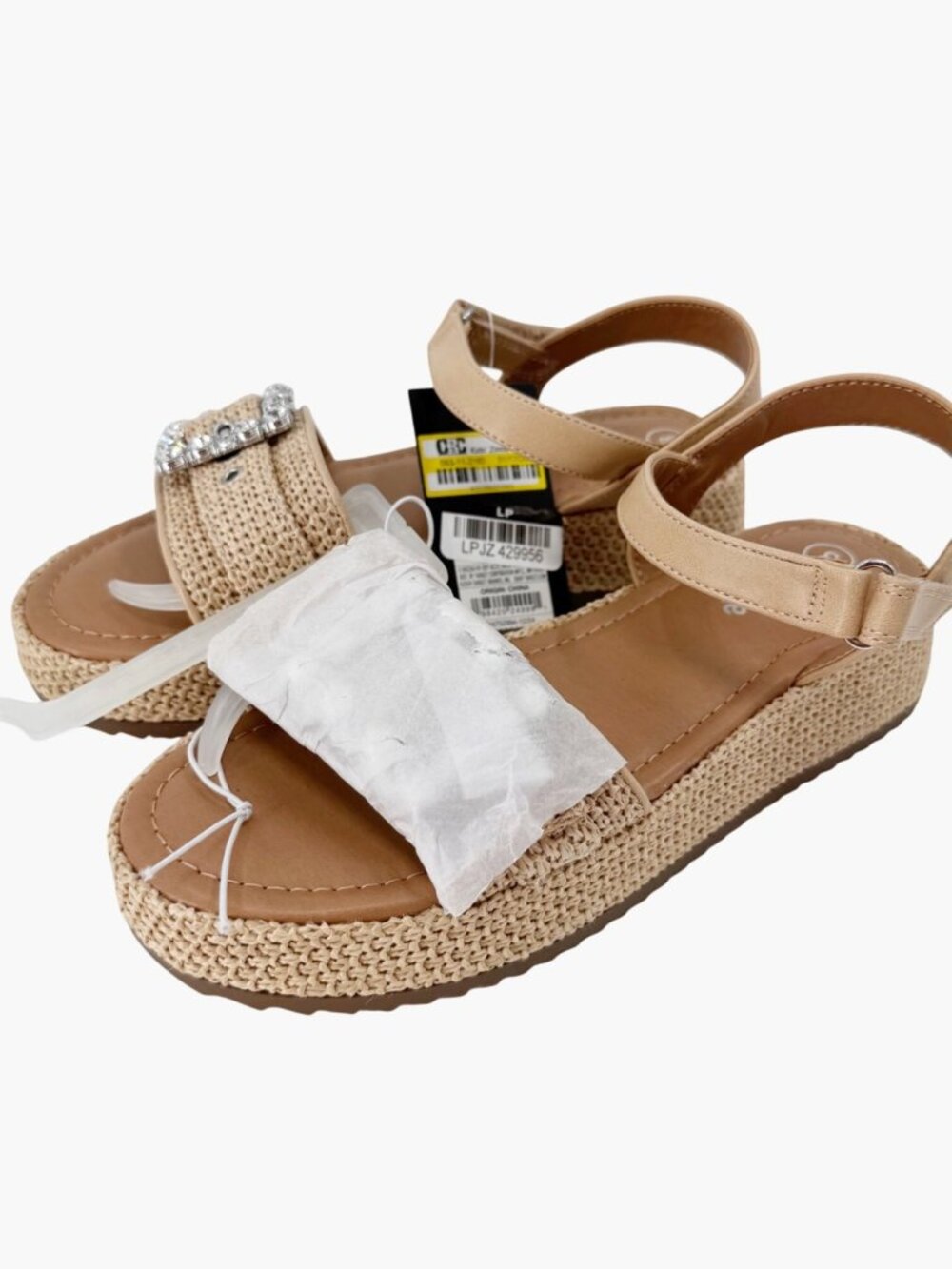 art class Beige Wedge Sandals with Rhinestone Accent